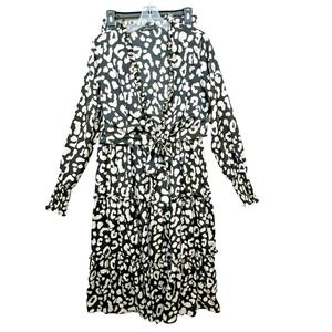 Black‎ White Leopard Print Smocked Strapless Wide Leg Pants Set with Tie Jacket
